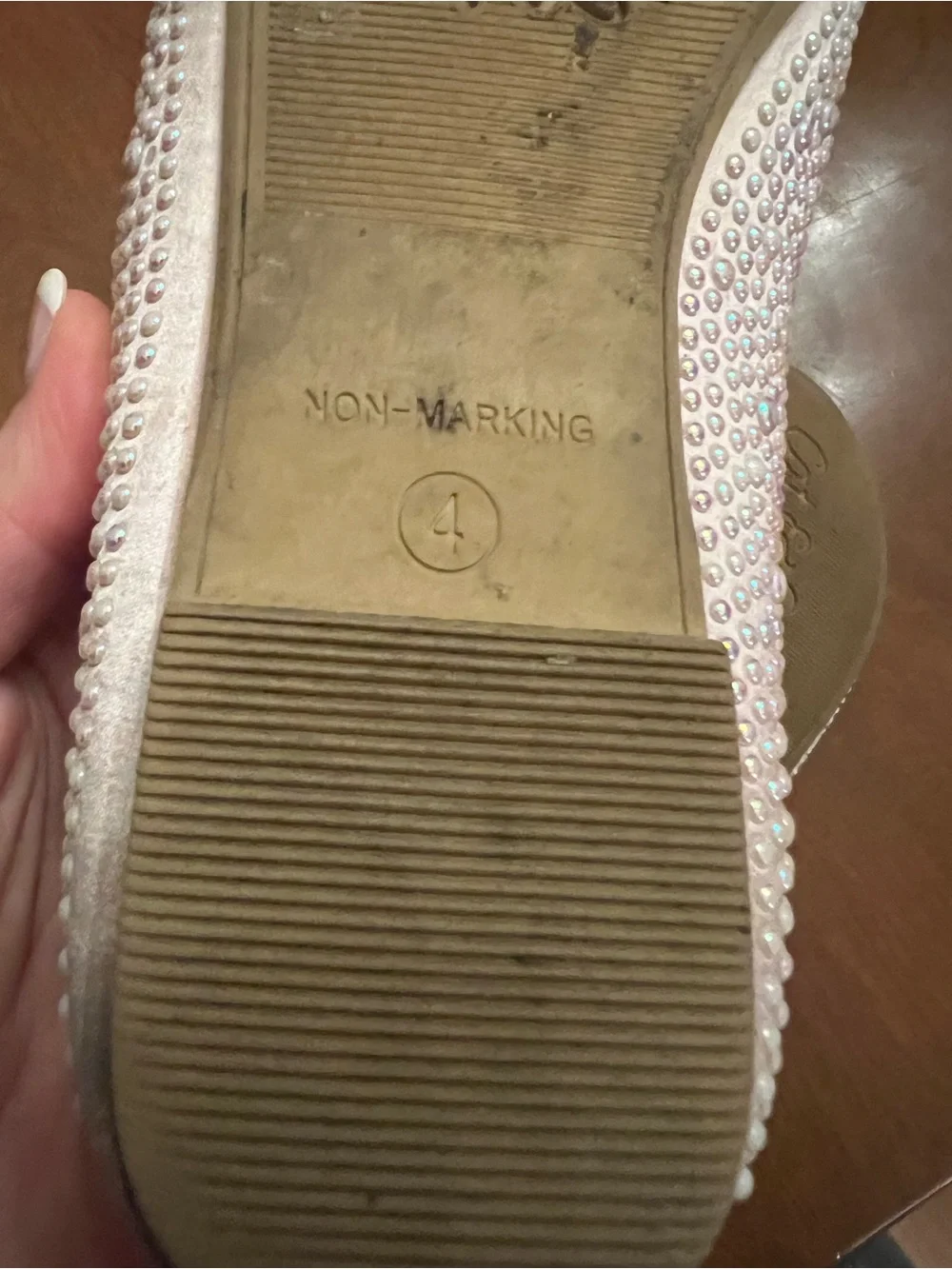 Cat & Jack Pink pearl Embellished Ballet Flats girls 4